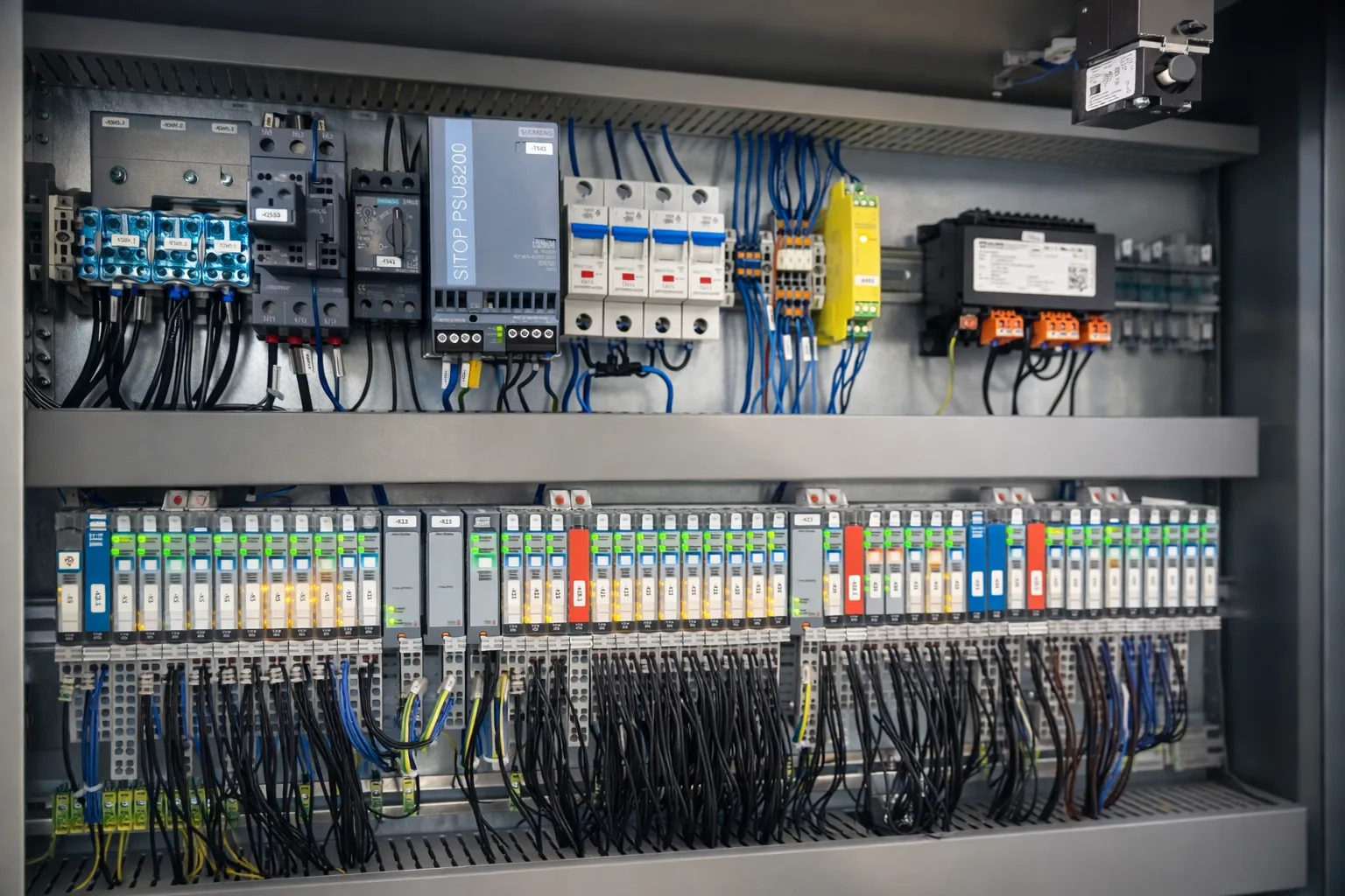 Control panel with industrial automation components